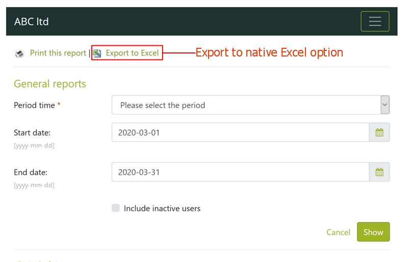 Export report as Excel